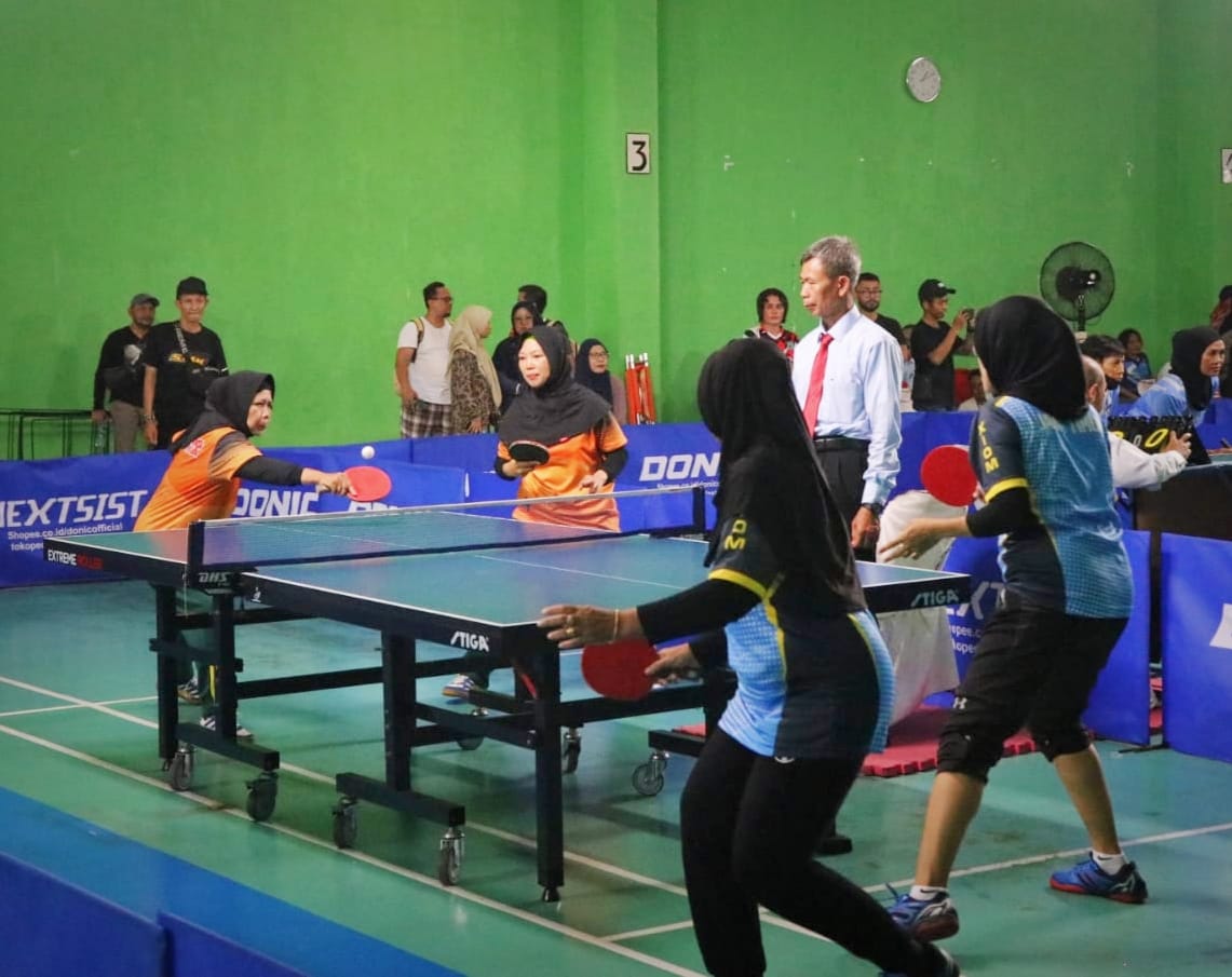 Tim Tenis Meja Lampung Pastikan Maju Ke Babak Final PORNAS KORPRI XVI