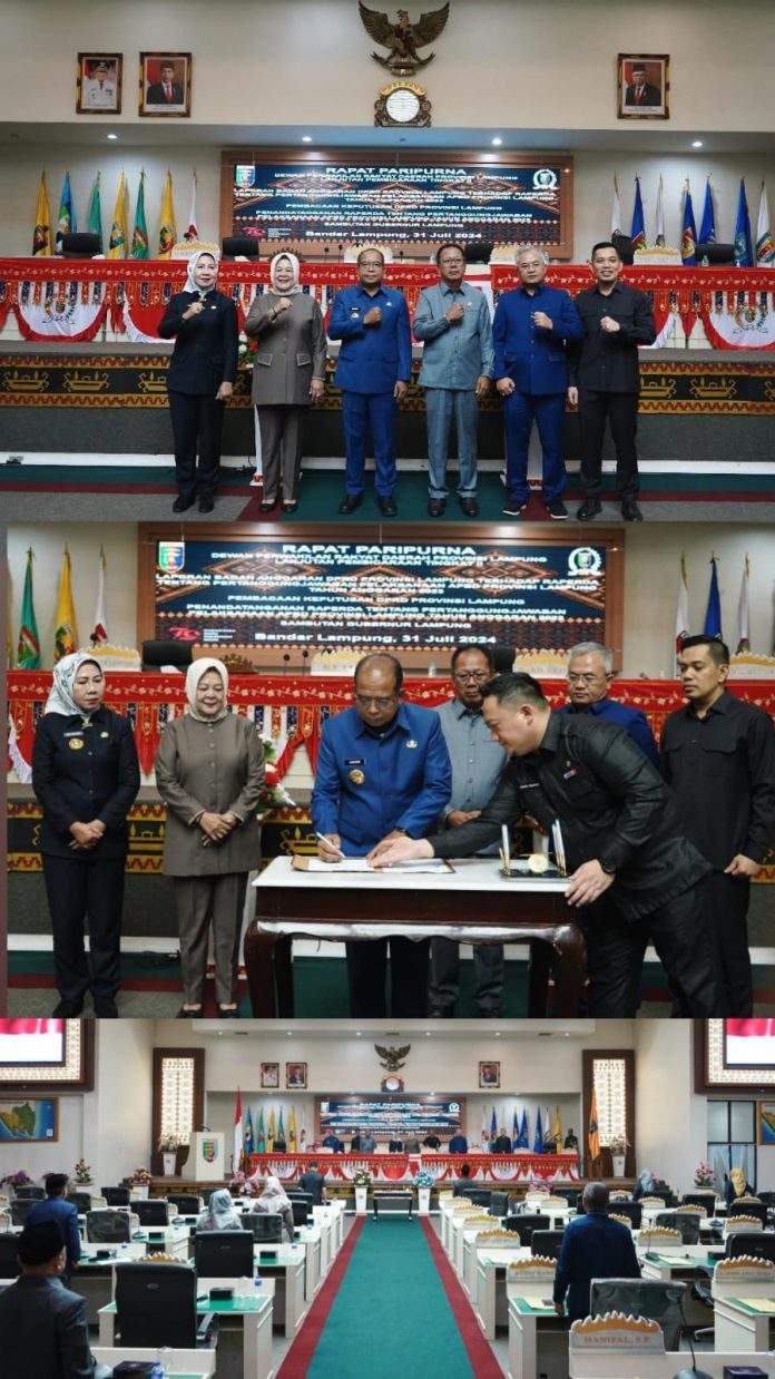 Rapat Paripurna DPRD Provinsi Lampung Lanjutan Pembicaraan Tingkat II