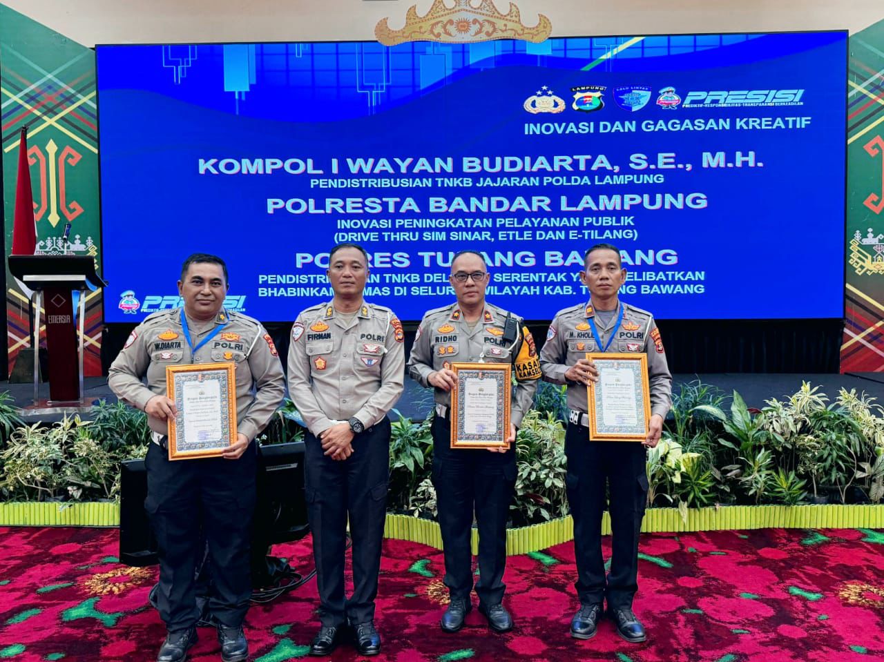 Satlantas Polresta Bandar Lampung Raih Penghargaan Bergengsi di Rakernis Lalu Lintas 2024