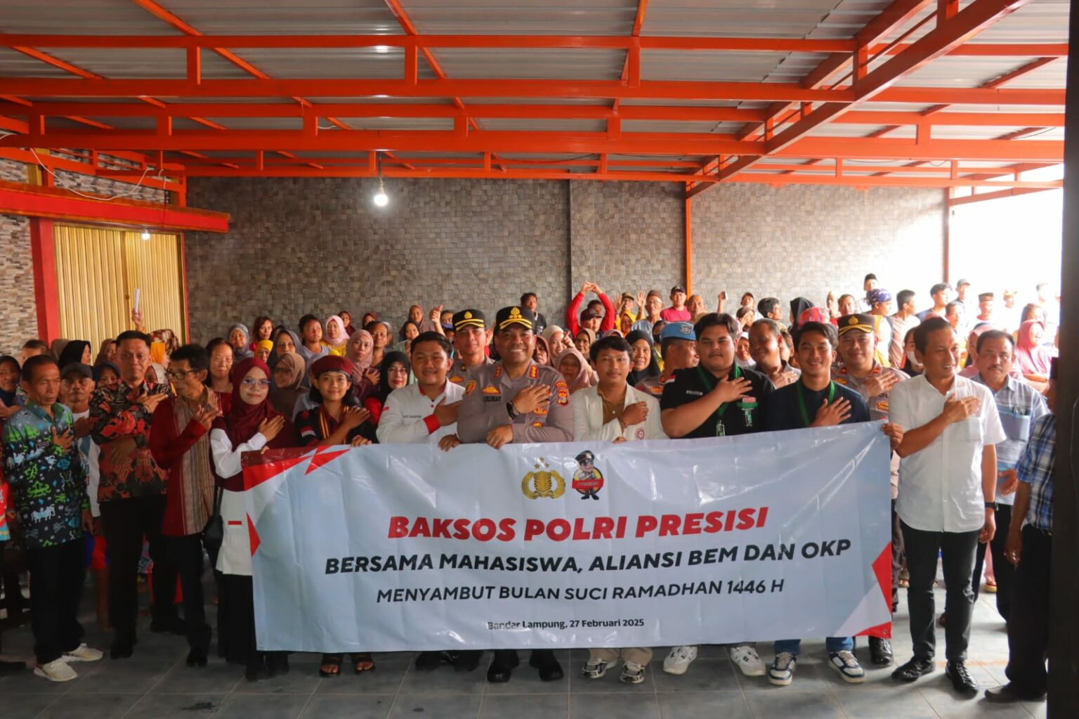 Baksos Presisi Sambut Ramadhan, Polresta Bandar Lampung Gandeng Mahasiswa-OKP Bagikan Ratusan Paket Sembako