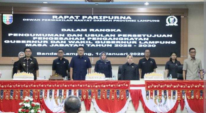 Rapat Paripurna DPRD Usulan Persetujuan Pengesahan Pengangkatan Rahmat Mirzani Djausal dan Jihan Nurlela