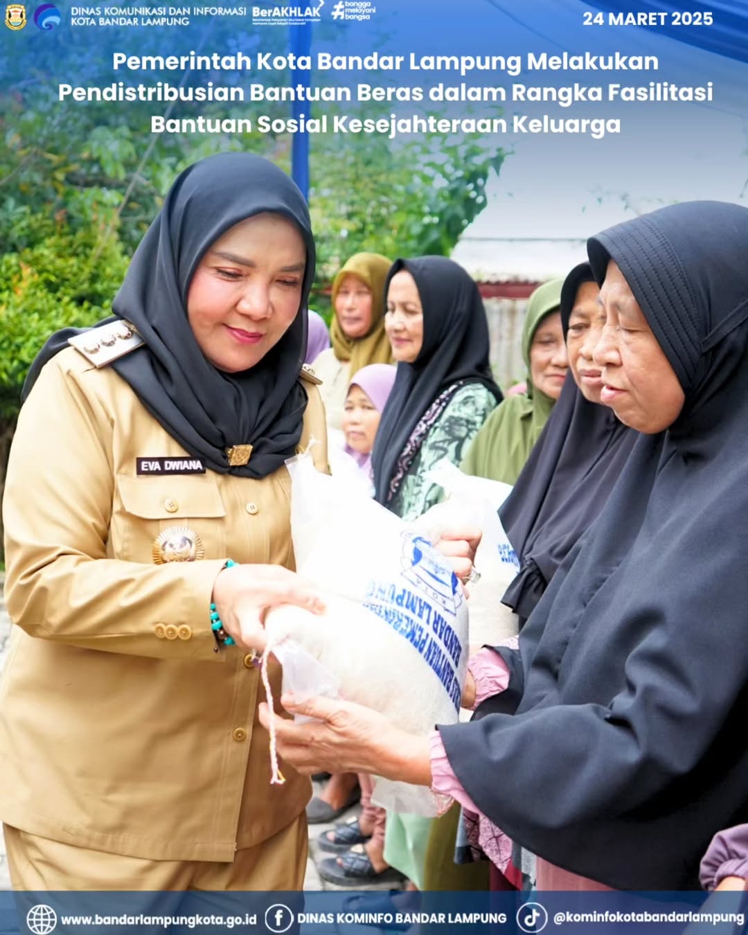Pemerintah Kota Bandar Lampung Melakukan Pendistribusian Bantuan Beras Dalam Rangka Fasilitasi Bantuan Sosial Kesejahteraan Keluarga