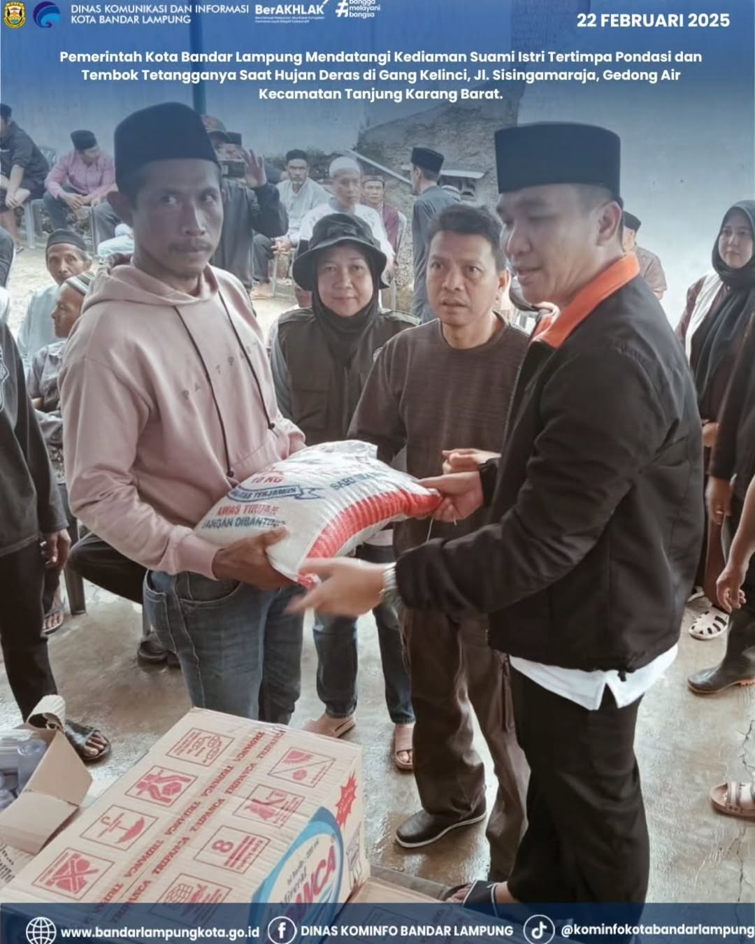 Pemerintah Kota Bandar Lampung Mendatangi Kediaman Suami Istri Tertimpa Pondasi dan Tembok Tetangganya Saat Hujan Deras di Gang Kelinci, Jl. Sisingamaraja, Gedong Air Kecamatan Tanjungkarang Barat