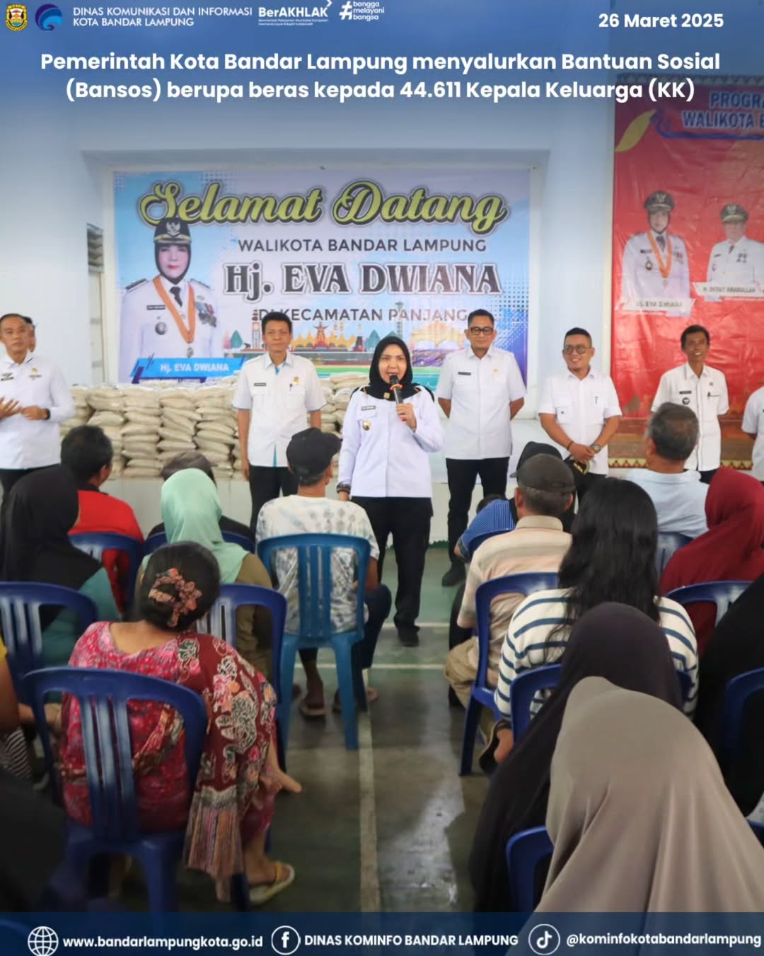 Pemerintah Kota Bandar Lampung Menyalurkan Bantuan Sosial (Bansos) Berupa Beras Kepada 44.611 Kepala Keluarga (KK)