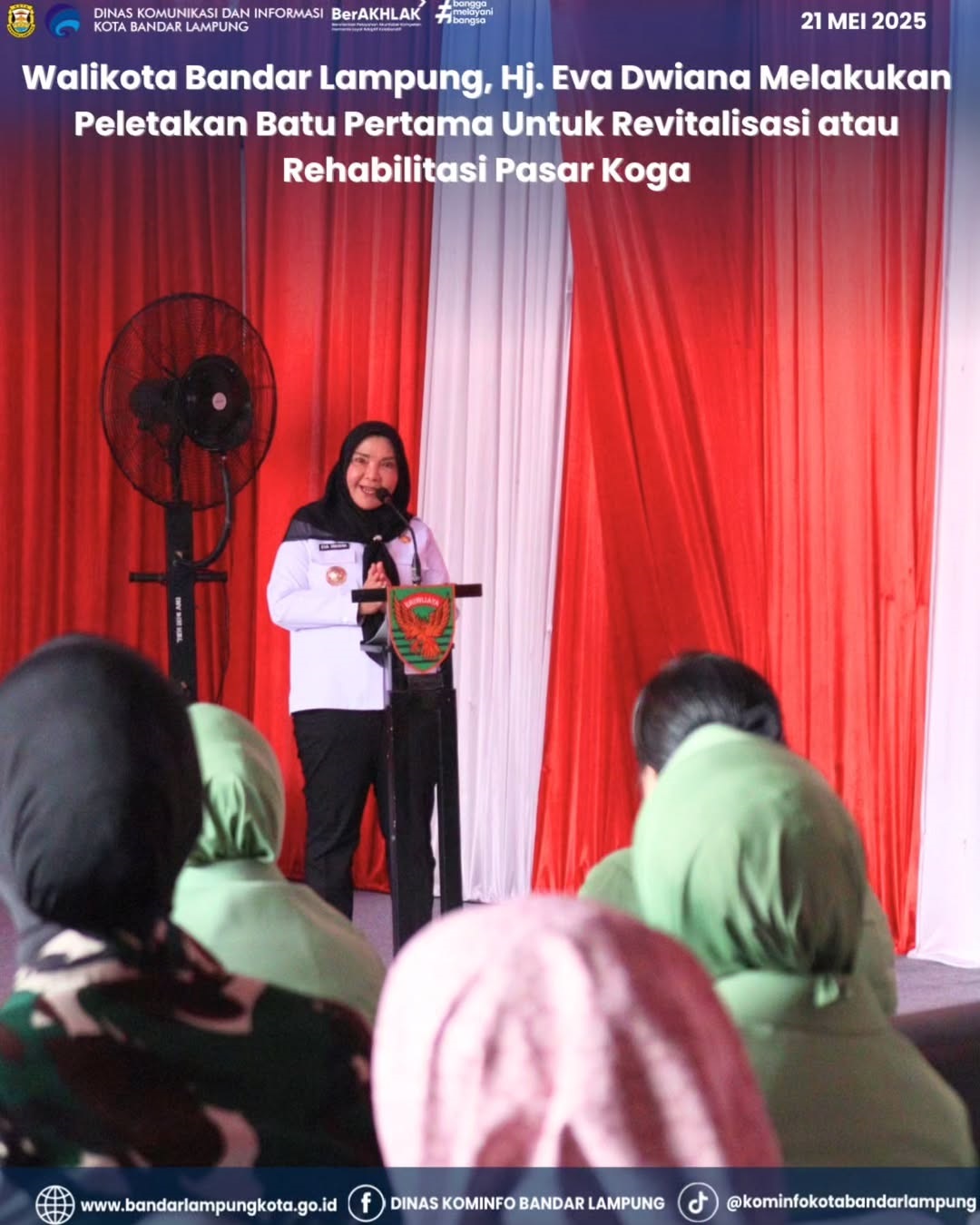 Walikota Bandar Lampung, Hj. Eva Dwiana Melakukan Peletakan Batu Pertama Untuk Revitalisasi atau Rehabilitasi Pasar Koga