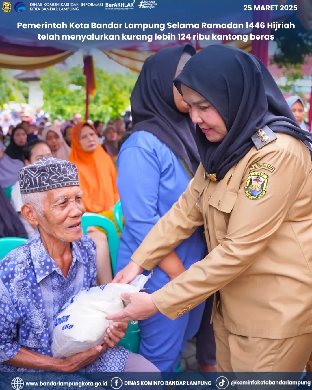 Pemerintah Kota Bandar Lampung Selama Ramadan 1446 Hijriah Telah Menyalurkan Kurang Lebih 124 Ribu Kantong Beras