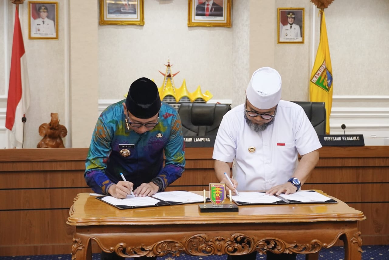 Wujudkan Lumbung Pangan Nasional, Gubernur Mirza & Gubernur Helmi Hasan Teken MoU Strategis Kerjasama Lampung-Bengkulu