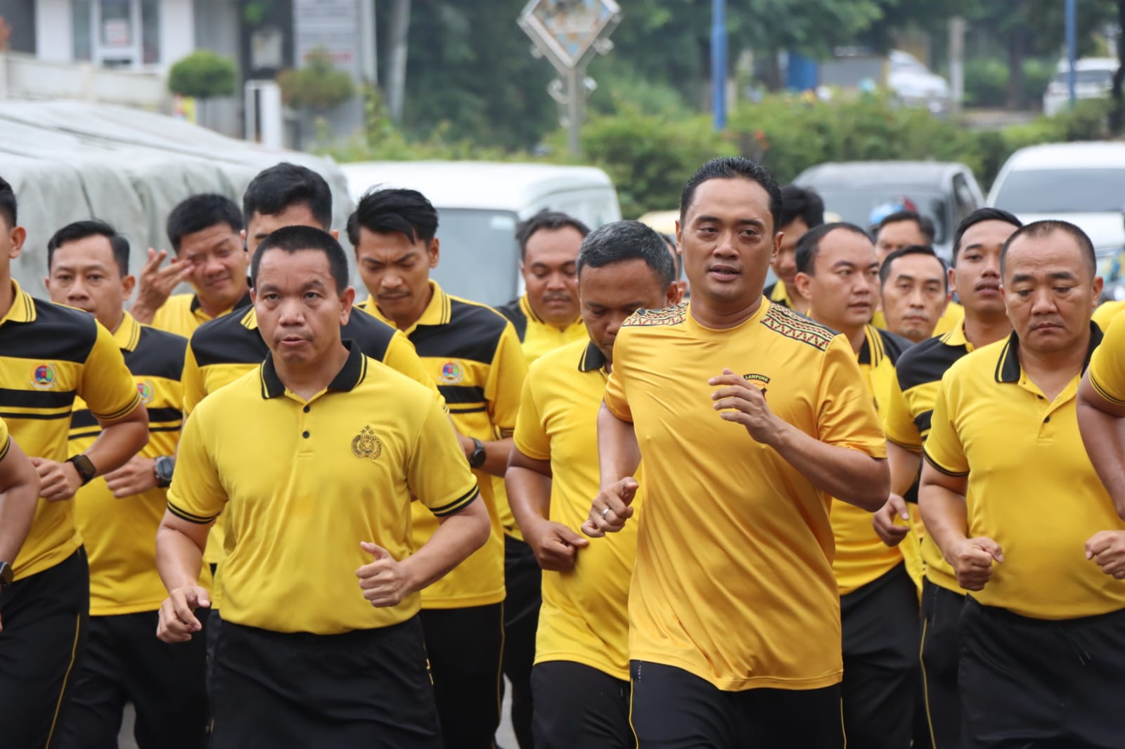 Kapolres Lampung Utara Gelar Olahraga Bersama Personel, Tempuh Rute Jogging 10K