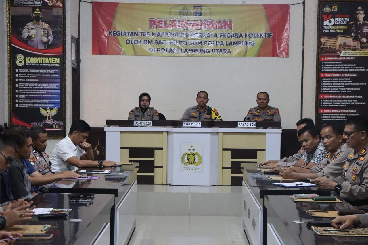Bag Psi Ro SDM Polda Lampung Gelar Mapping Psikologi Berkala di Polres Lampung Utara