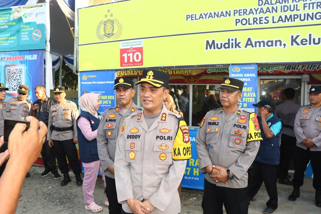 Berikan Motivasi, Kapolres Lampung Utara Bersama PJU dan Bhayangkari Kunjungi Pos Pam dan Pos Yan Ops Ketupat Krakatau 2026